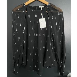 Joie black and silver blouse NWT